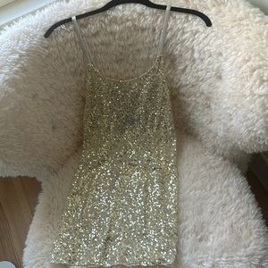 Gold sequin sheer tank top / dress